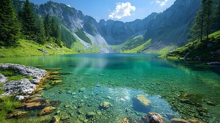 Serene Mountain River Landscape