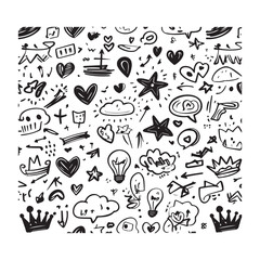 Obraz premium Hand drawn doodle collection black and white