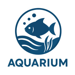 Obraz premium Simple aquarium fish in circle with plants, vector illustration.