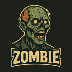 Vector illustration of zombie screaming in horror style.