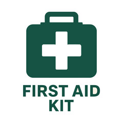 Obraz premium First aid kit with white medical cross, vector icon.