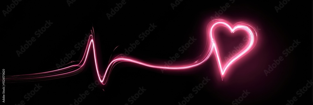 Poster EKG Line Transforms Into a Heart Shape Fading Away With a Blank Upper Right Section for Creative Applications