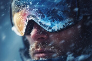 Skier in a Snowy Mountain Blizzard