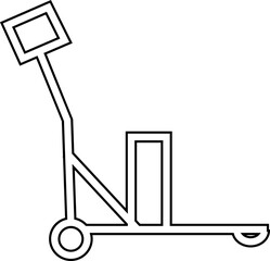 silhouette of hand Pallet Jack Vector Icon, Premium download icons of luggage cart Logistics Delivery, Minimalist template design elements, Jack Stacked With Boxes Thin Line art, for mobile app