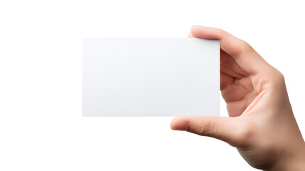 Obraz premium Hand Holding a Blank Business Card Mockup isolated On White