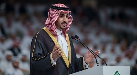 Prince Mohammed bin Salman delivering a speech