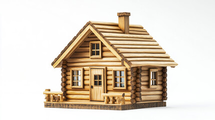charming wooden house model made primarily from logs, exuding warmth and rustic appeal