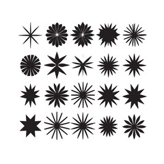 Collection of black and white starburst shapes