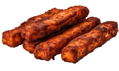 Spicy cheese sticks, food photography, white background, appetizer
