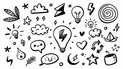 Hand-Drawn Doodle Elements Vector Set – Fun Sketch Icons for Creative Design