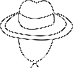 Elegant straw hat with wide brim and a decorative ribbon. A beach hat Summer fashion accessory for sun protection and style accessory element, for beach and vacation concept, Stylish Headwear,