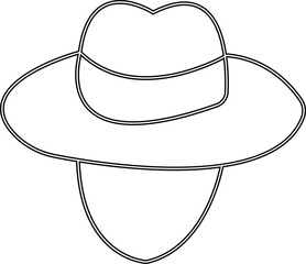 Elegant straw hat with wide brim and a decorative ribbon. A beach hat Summer fashion accessory for sun protection and style accessory element, for beach and vacation concept, Stylish Headwear,