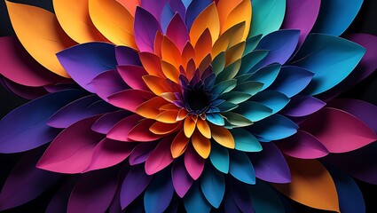 Vibrant Rainbow Paper Flower A Colorful Mandala of Artistic Design