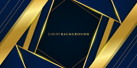 Elegant dark blue and gold luxury abstract background suitable for banner, award, celebration, anniversary, promotion, advertisement