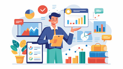 Naklejka premium vector illustration of business graph Business Presentation and Data Analysis Illustration