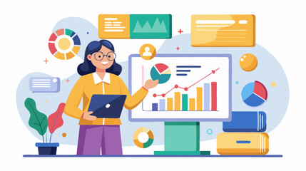 vector illustration of business graph Business Presentation and Data Analysis Illustration