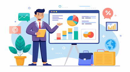 vector illustration of business graph Business Presentation and Data Analysis Illustration