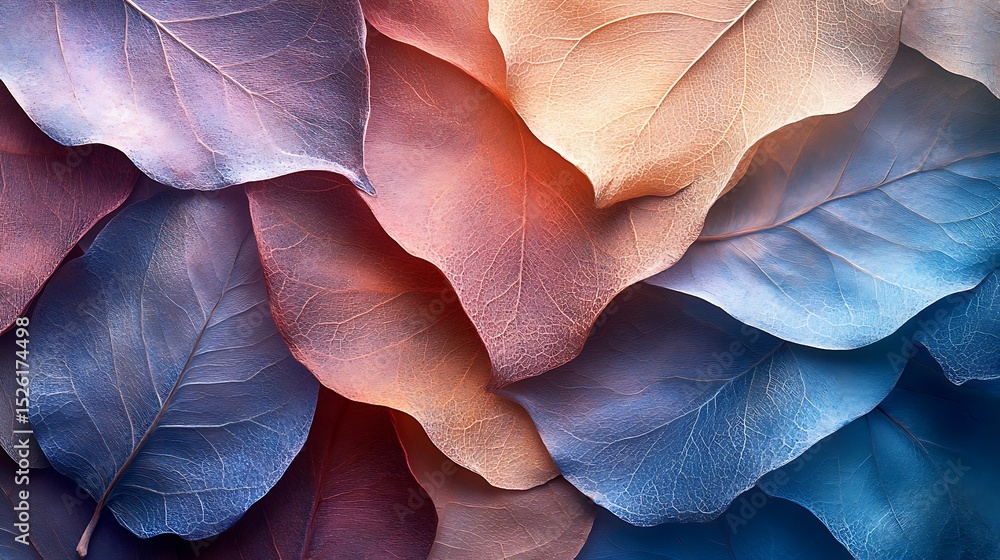 Poster harmonious blend of autumn leaves displaying captivating ethereal color palette