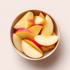 Top View Slices of Peach in a Bowl Isolated