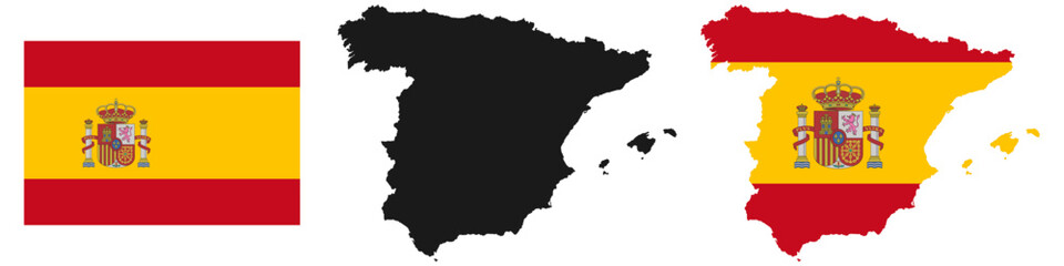 Spain flag and map vector illustration