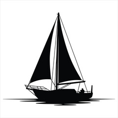 Fototapeta premium a classic sailing boat with tall mast and sails, floating on calm water