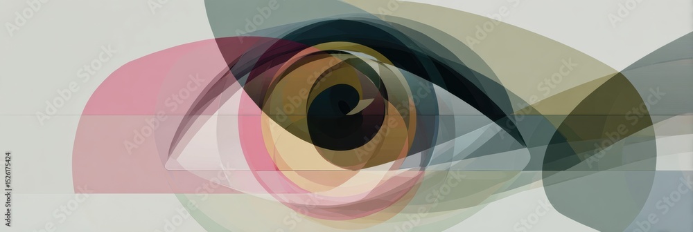 Poster Layered Abstract Shapes Create an Eye Design on a Neutral Background With Clarity in the Upper Half Showcasing Artistic Depth