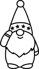 USA Independence Day gnomes outline vector isolated.
Cute 4th of July gnome characters black line illustration design.
Transparent background. 