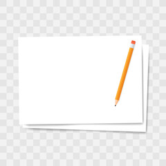 Blank sheets of paper with a pencil, perfect for branding mockups, design templates, and promotional materials