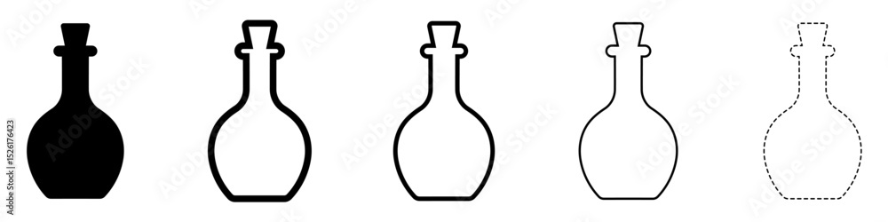 Aufkleber set of black flasks in various styles. flasks isolated on white background. vector illustrations.
