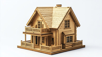 wooden house model showcasing intricate details and warm aesthetic