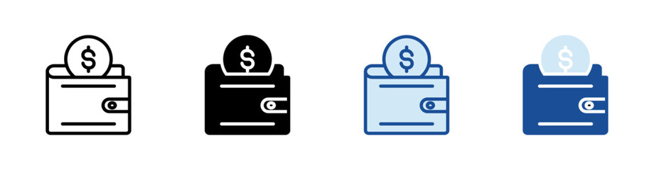Wallet Multistyle Vector Icon Isolated On White Background