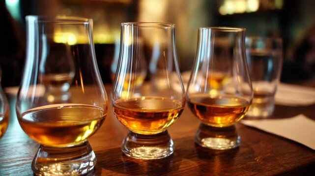 Tasting whiskey in a cozy bar setting with warm ambiance