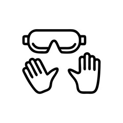 Fototapeta premium Safety goggles and hands in a minimalist line art style 