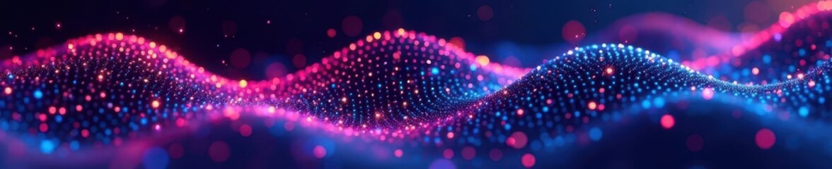 Swirling dotted wave, rhythmic point oscillation, elegant, subtle, technology