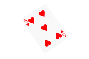 Five of Hearts Playing Card on Green Surface – Poker and Casino Concept