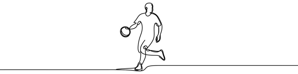 Basketball player icon. Continuous one line drawing of basketball player. Basketball player with ball in one line style, isolated on white background. Vector illustration.