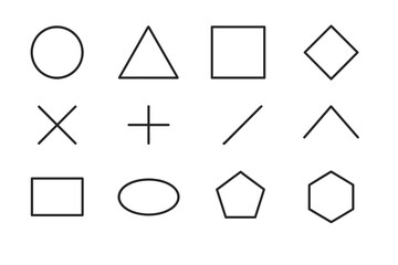 Set of geometric shapes including circle square triangle oval pentagon and hexagon