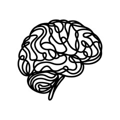 Brain icon. Black brain isolated on white background. Vector illustration.