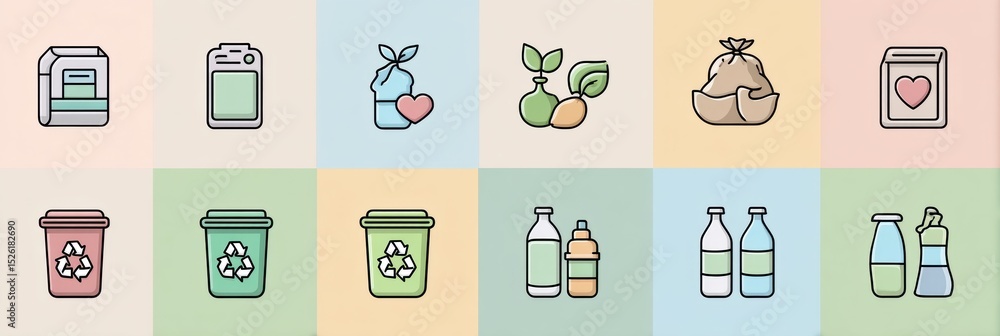 Aufkleber daily swaps infographic showcases methods to reduce plastic waste with clean icons and a pastel pale