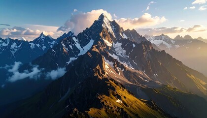 Majestic mountain range at sunset