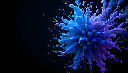 Obraz premium Title: Abstract Blue and Purple Paint Splash on Dark Background, Vibrant Artistic Expression