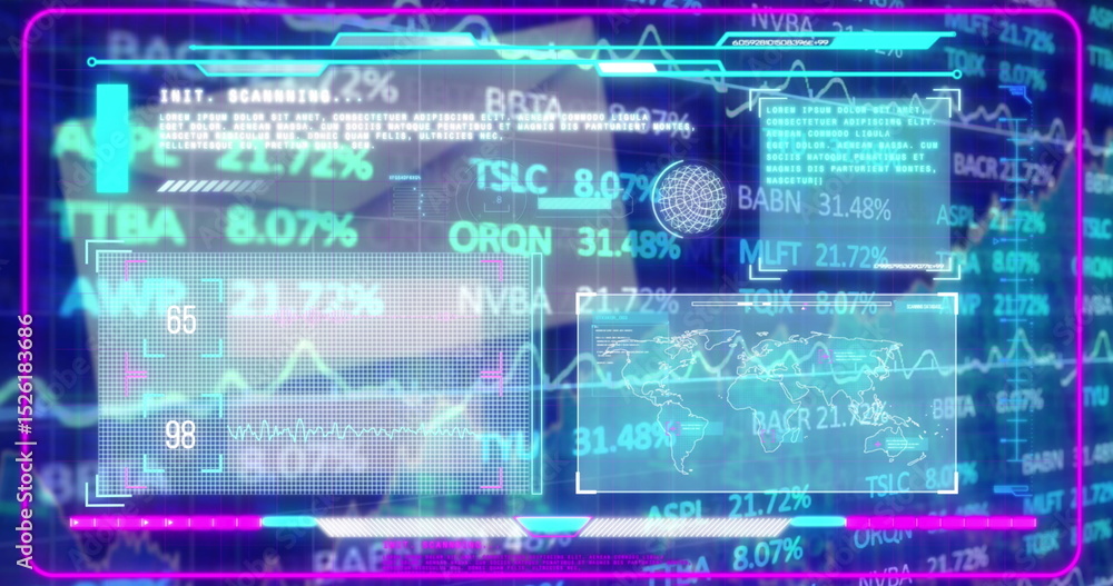 Aufkleber image of digital screen with financial data and graphs