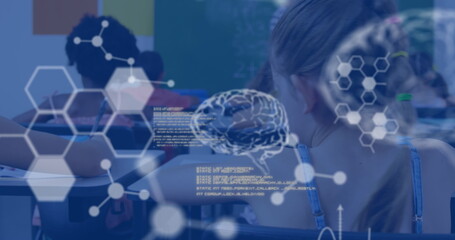 Image of data processing over diverse schoolchildren learning