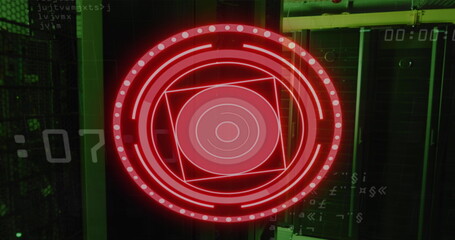 Image of red circle with numbers over servers