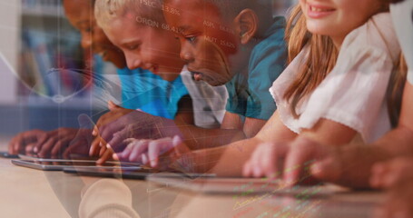 Image of graphs over diverse pupils using tablets