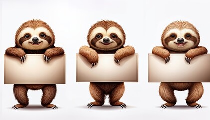Whimsical Generative AI Creation Adorable Sloth Trio Amidst Lush Green Canopy, Radiating Warmth and Tranquility in a Vibrant Forest Environment.