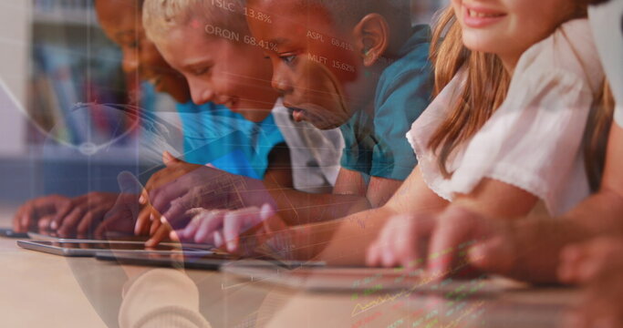 Image of graphs over diverse pupils using tablets