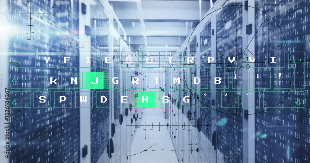 Poster image of letters and data processing over computer servers