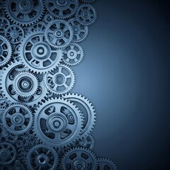 Blue Steel Gears Background – Industrial and Mechanical Engineering Concept