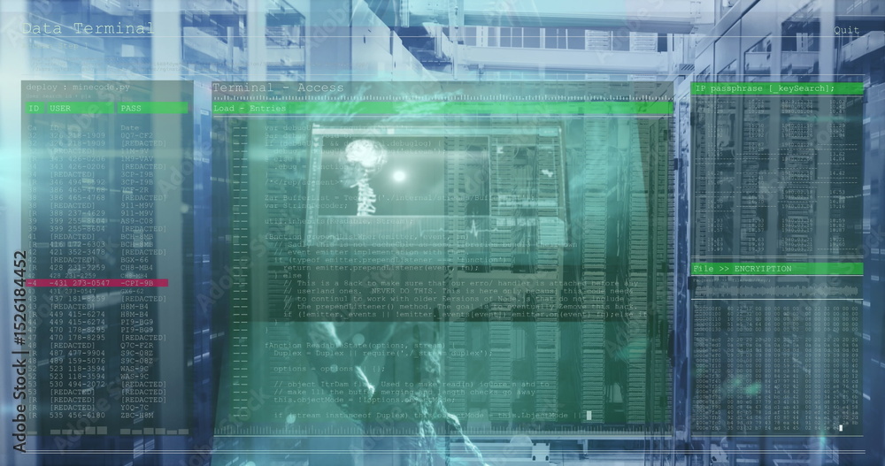 Poster image of medical data processing over computer servers